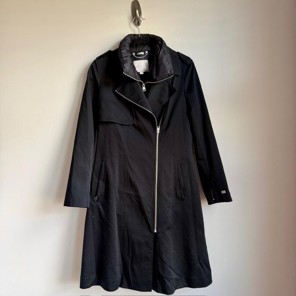 Soia & Kyo Jackets & Blazers - Soia & Kyo Coat Womens Small Black Asymmetrical Zip Trench Quilted Insert NWT